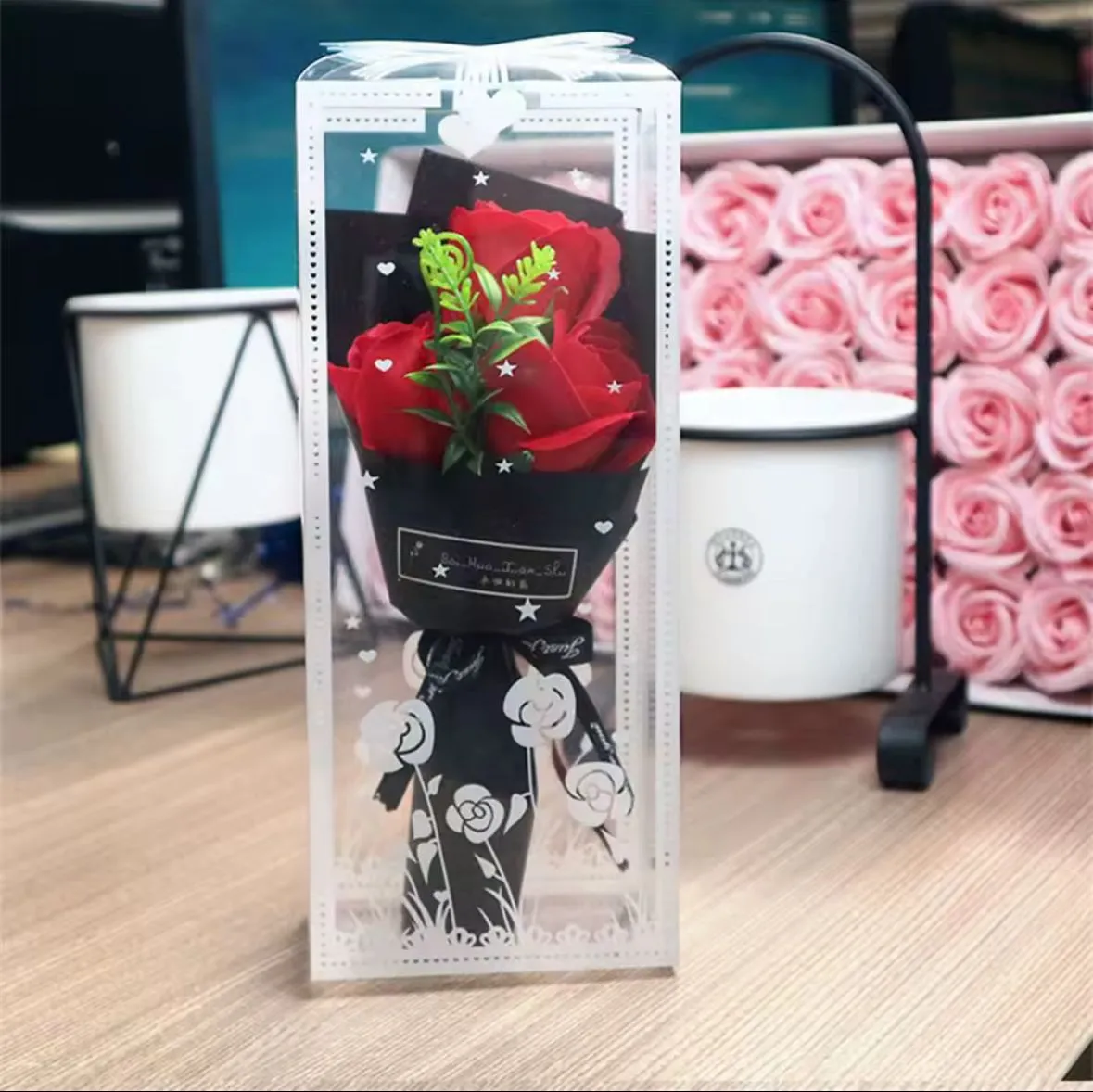Artificial Rose Flower Bouquet with Gift Box