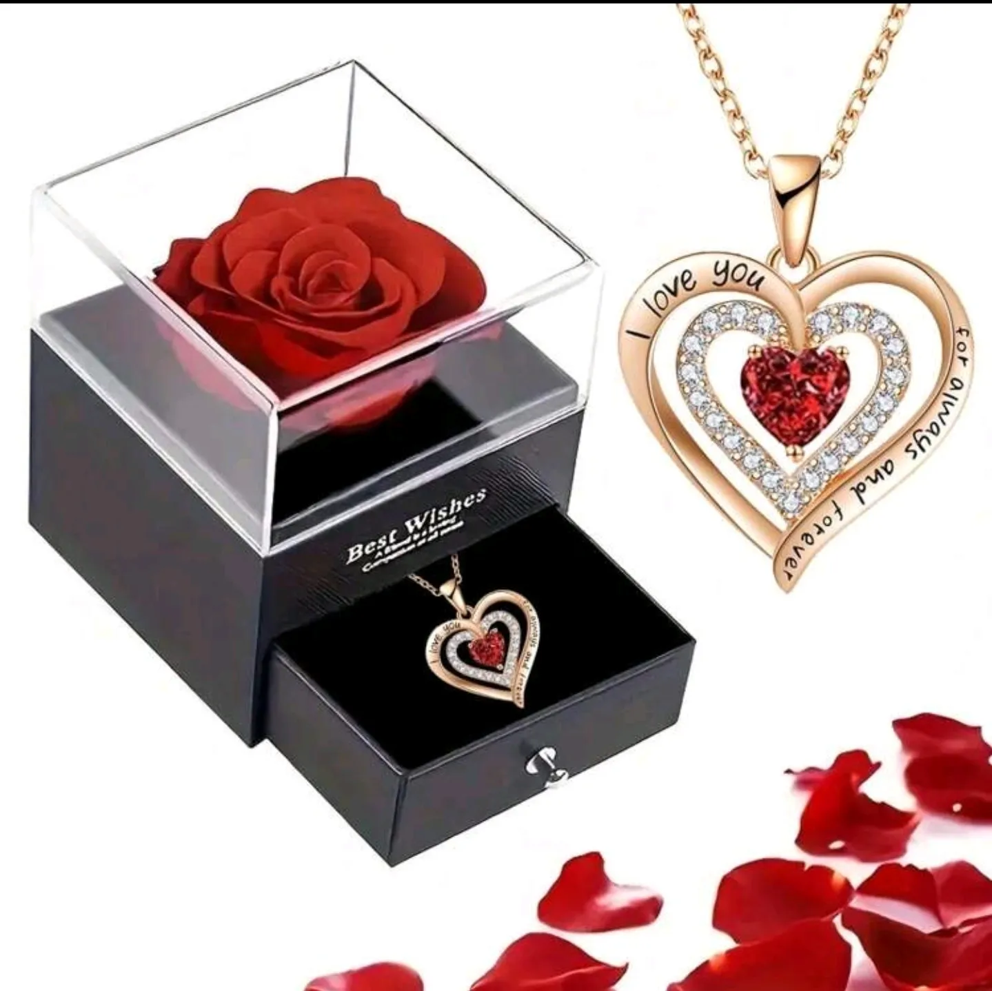 Necklace in Red Rose Gift Box